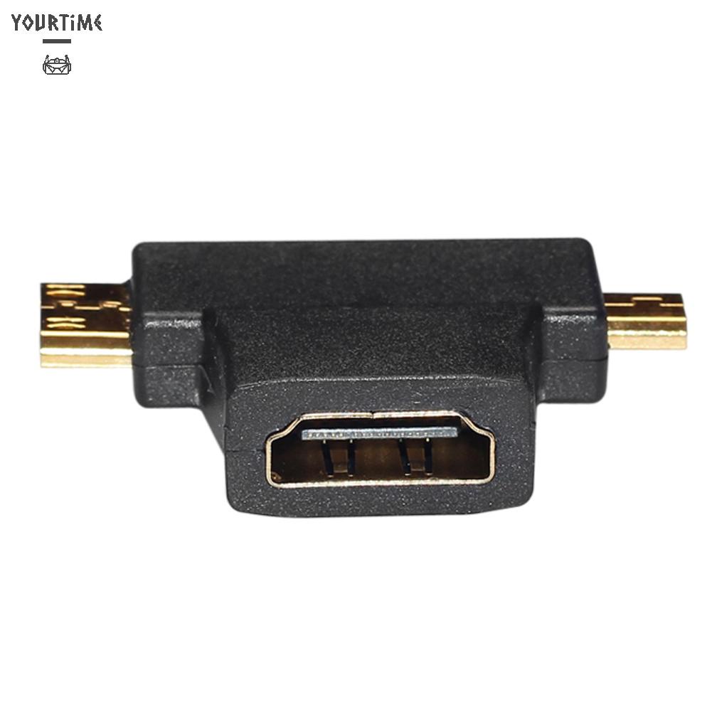 Set 3 đầu chuyển đổi HDMI sang Mini&amp;Micro HDMI 2 trong 1 90 độ