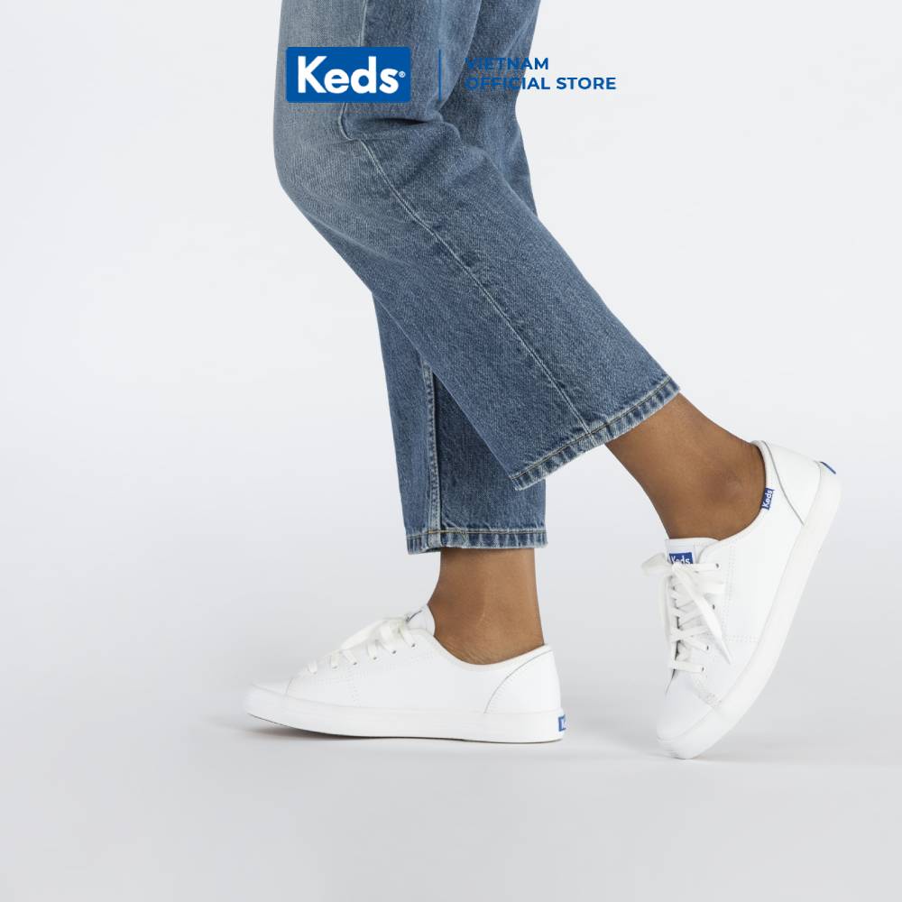 Giày Keds Nữ - Kickstart Retro Court Leather White/Blue - KD057559