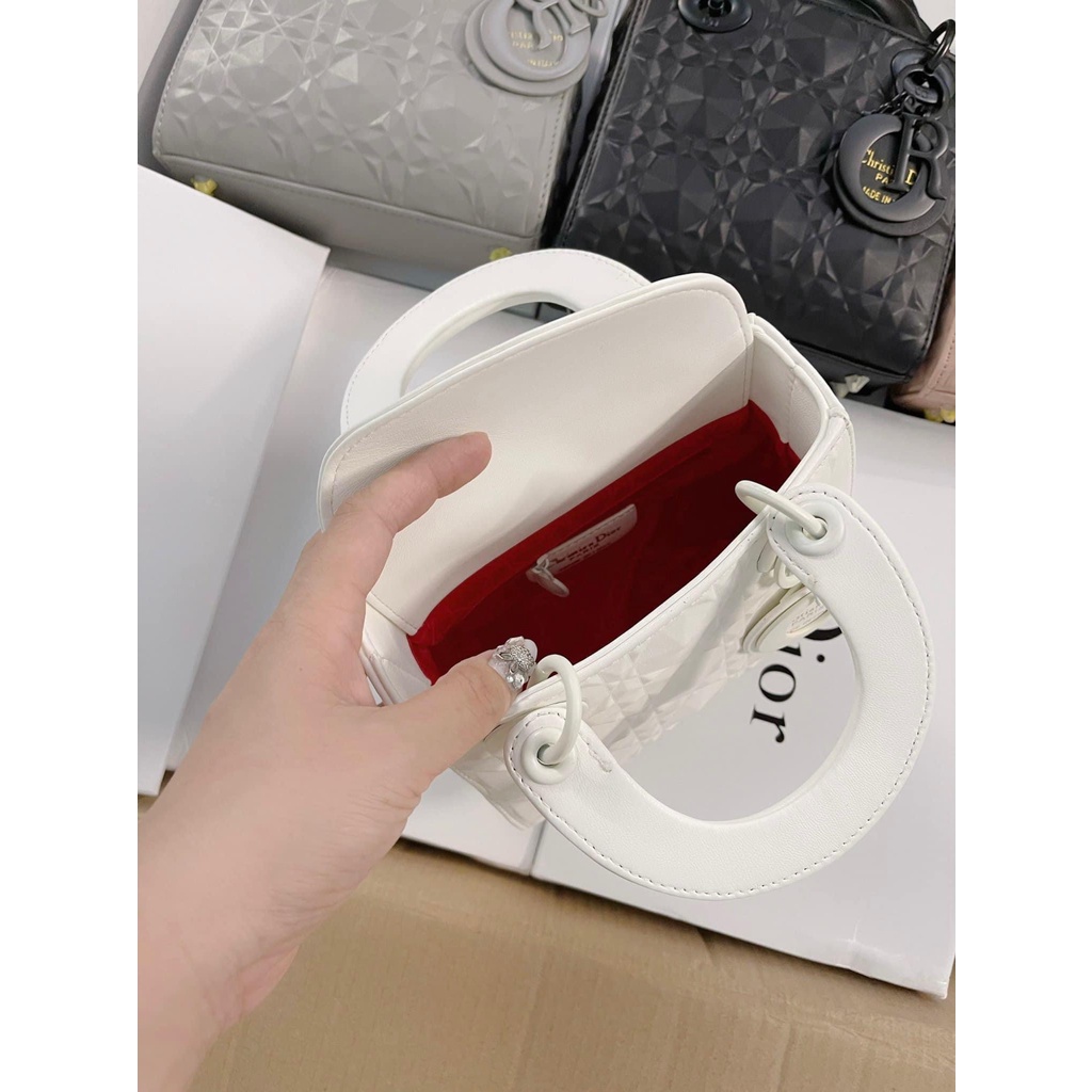 Túi xách nữ Di-orr La. dy vân kim cương full box size 19