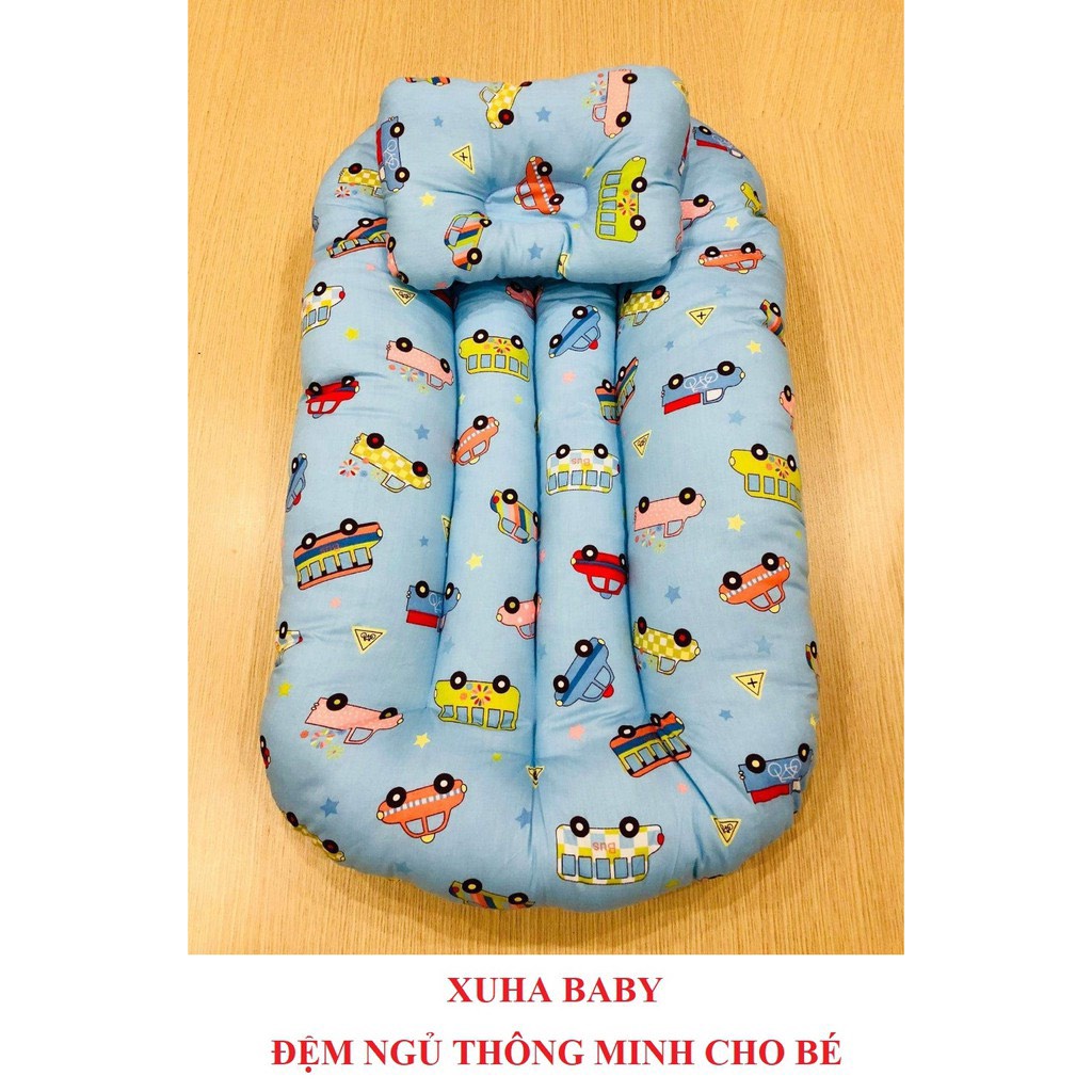 Đệm ngủ thông minh LIDACO cho bé Cotton 100% (kèm gối ngủ chống móp đầu)