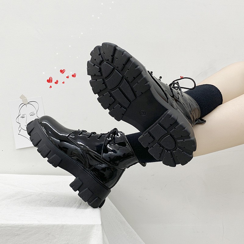 Miss Meow Giày Bốt Martin Gót Vuông Dày Phong Cách Hàn Quốc Cho Nữ | BigBuy360 - bigbuy360.vn