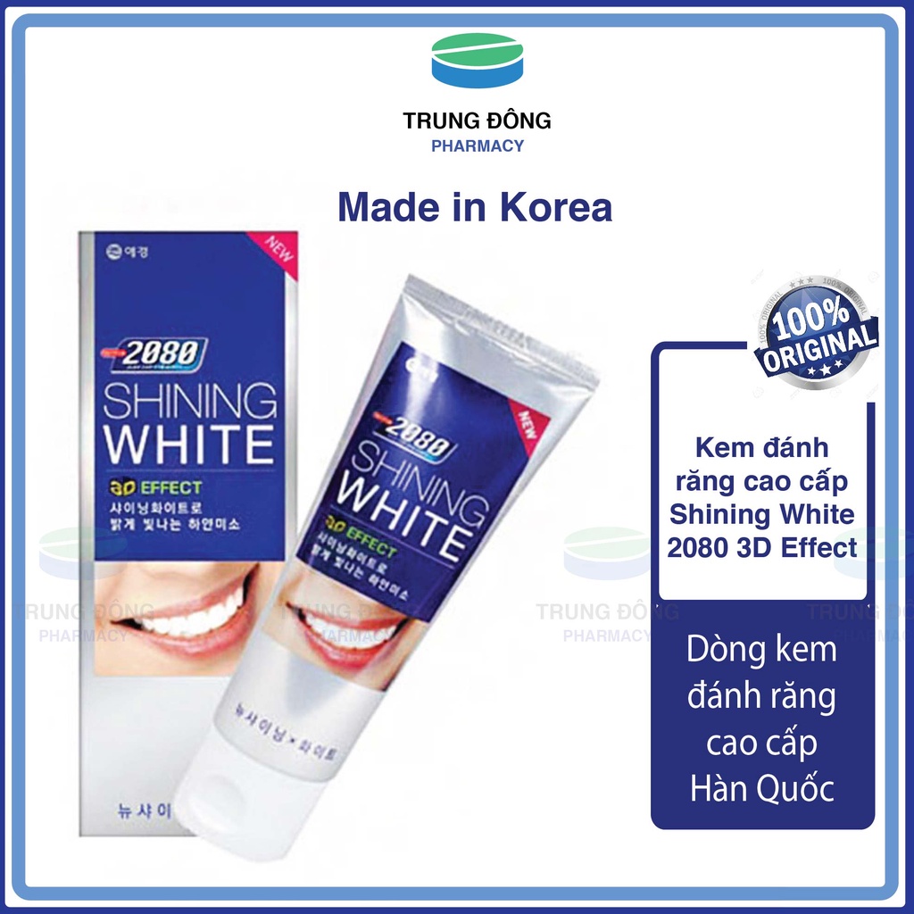 Kem đánh răng cao cấp Hàn Quốc Shining White làm trắng răng chuyên biệt, 2080 3D Effect HQ- Trung Đông Pharmancy