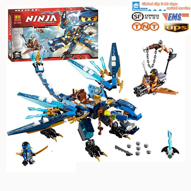 Lắp ráp xếp hình Lego ninjago Lepin 06027 Lele 79230 Bela 10446: Rồng Chiến Hệ Điện Của Jay