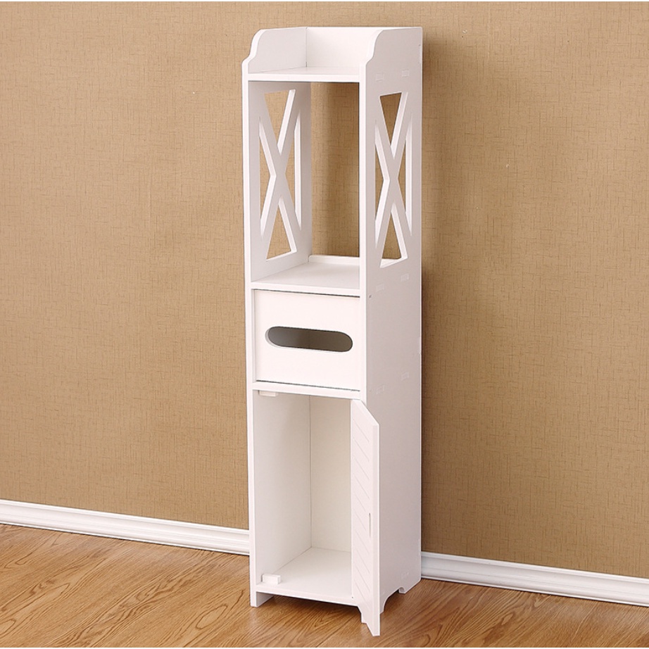 Kệ gỗ nhựa đựng đồ nhà vệ sinh 80x20x18cm màu trắng