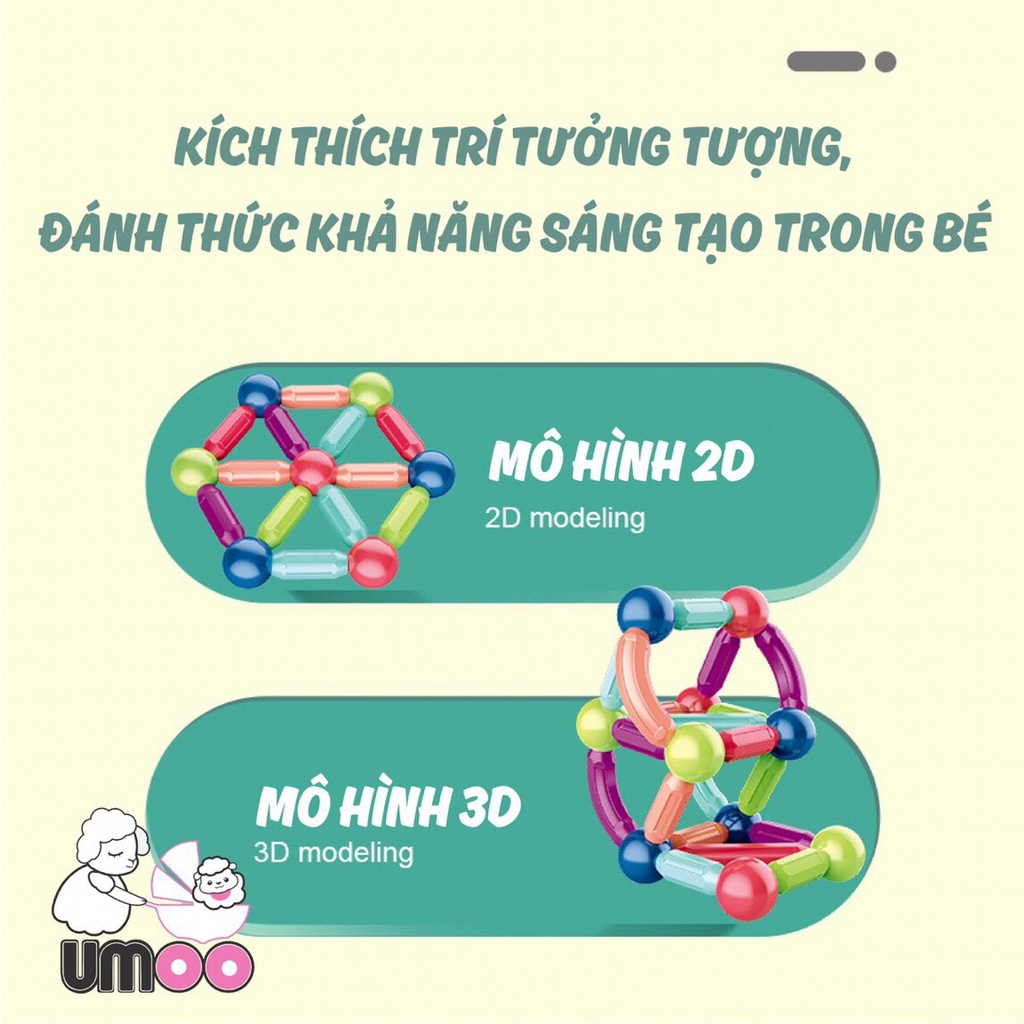 Bộ đồ chơi xếp hình nam châm từ tính Umoo UM-1085 giúp bé phát triển khả năng tư duy, sáng tạo, an toàn cho bé