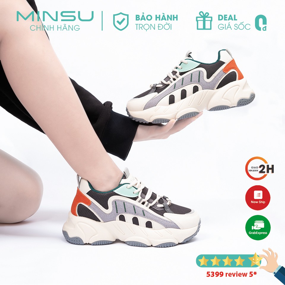 Giày Sneaker Độn Đế MINSU Fashion M3804, Giày Thể Thao Nữ Độn Đế Hàn Quốc Rất Đẹp Khi Mang Đi Chơi, Đi Học, Du Lịch
