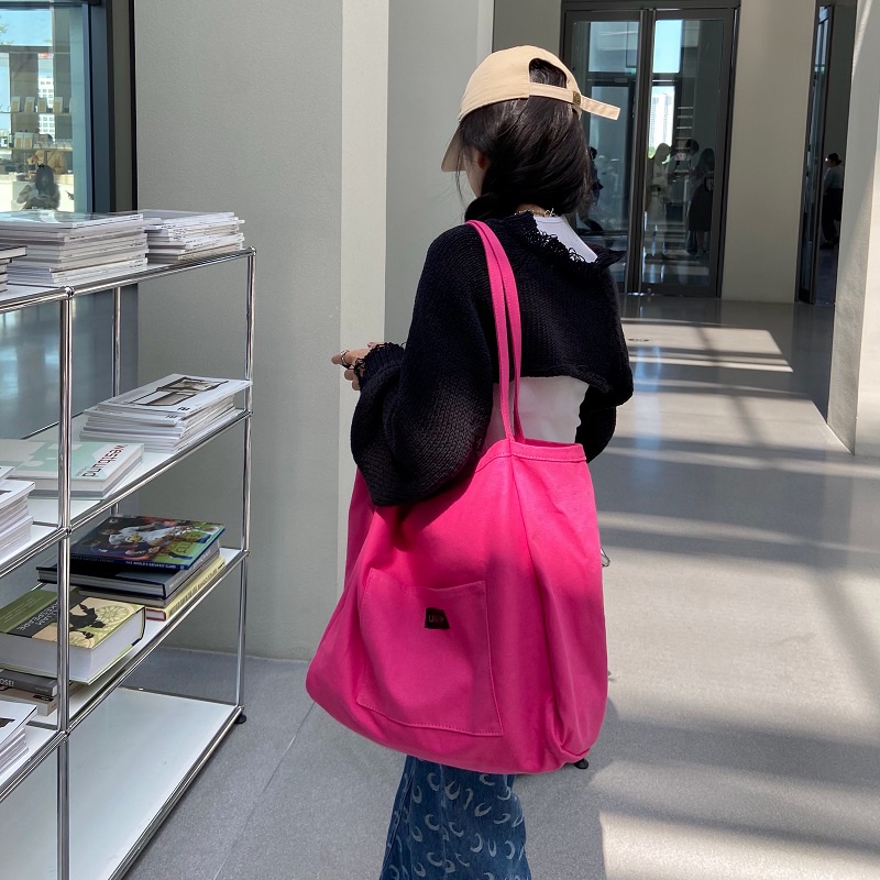 Túi Tote Đeo Vai Vải Canvas Cỡ Lớn Thiết Kế Đơn Giản Thời Trang Mùa Hè 2022 Mới Phong Cách Hàn Quốc Cho Nữ