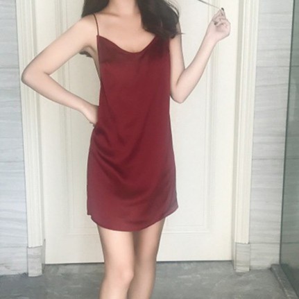 Váy ngủ bigsize hai dây sexy satin lụa🔥Freeship 50k 🔥 hở lưng siêu gợi cảm 3Size MLXL 65kg Đồ ngủ lụa cao cấp | BigBuy360 - bigbuy360.vn
