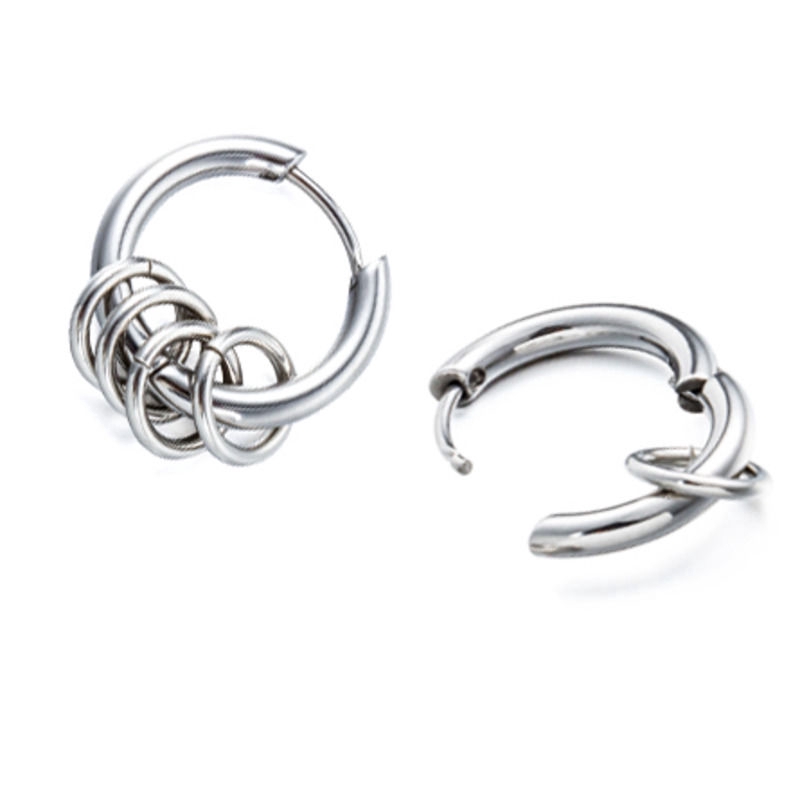 Khuyên tai khoen tròn chất liệu thép titan thời trang hiphop đường phố cá tính