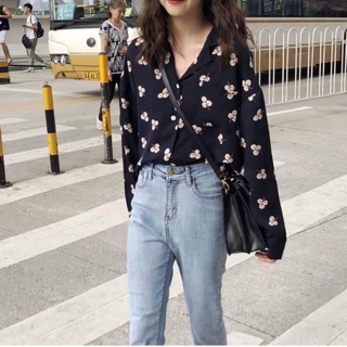 Váy đen cúc trắng dâng dài