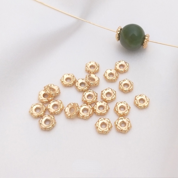Set 10 hạt hình lục giác mạ vàng 14K nhiều màu sắc