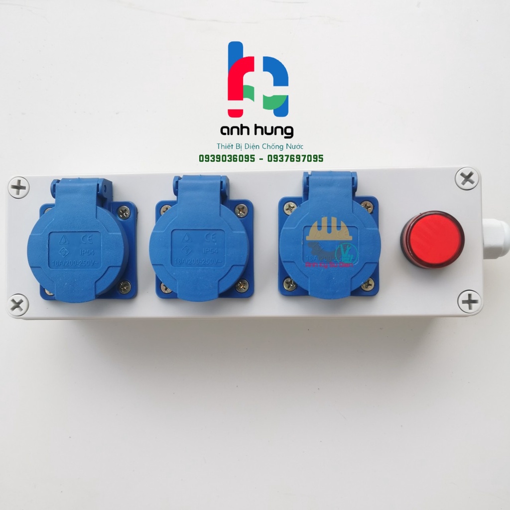 Bộ Chia Nguồn Chống Nước _ Hộp Nguồn Công Nghiệp Chống Nước Schuko 2P + E - phích cắm chân tròn chuẩn Châu Âu, Hàn Quốc