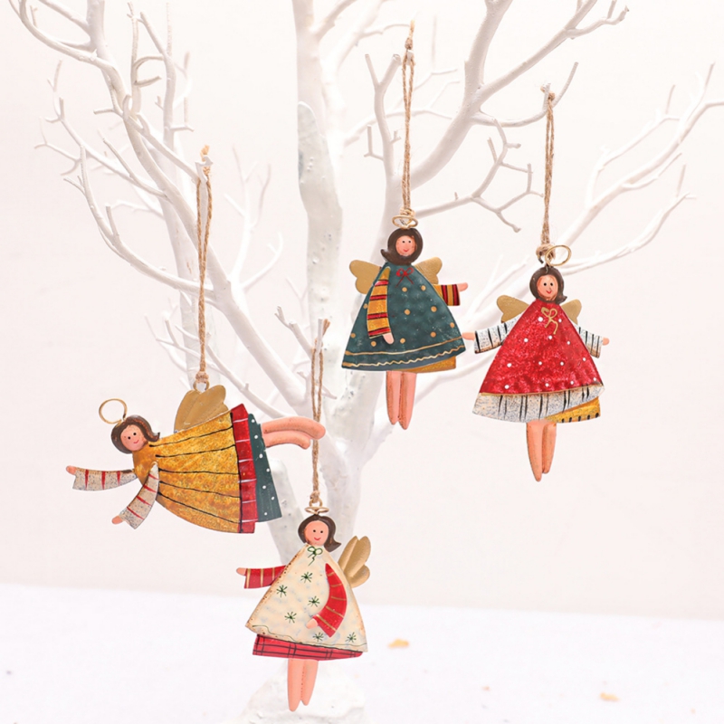 Phụ kiện hình thiên thần nhảy múa bằng kim loại treo trang trí cây thông Noel