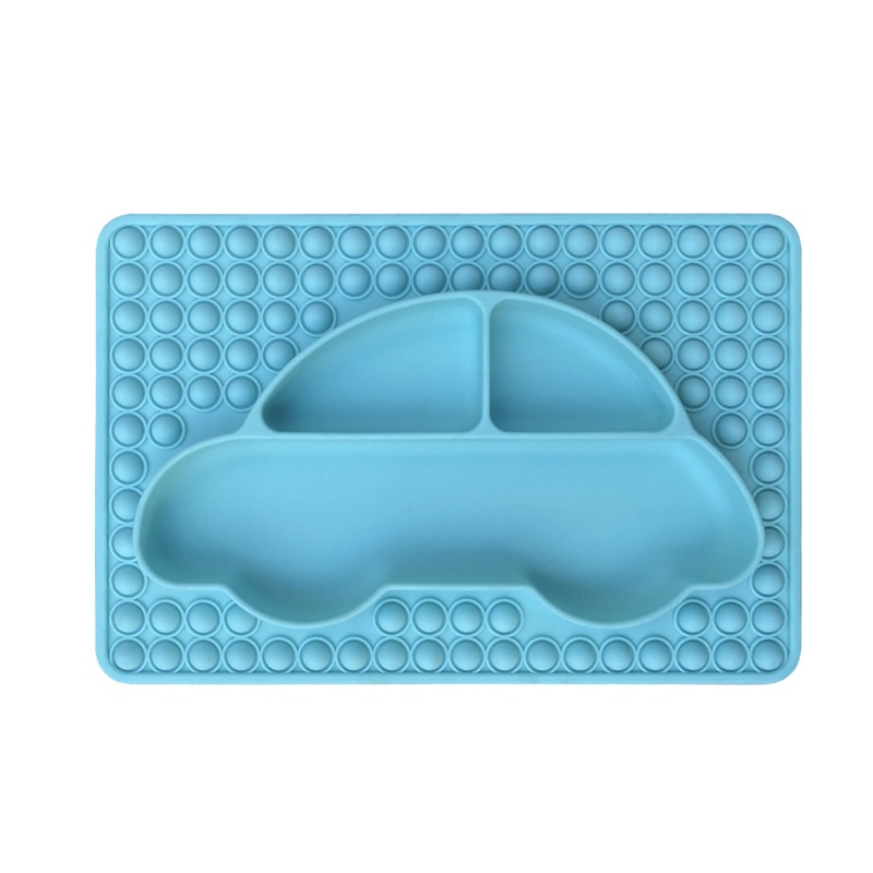 Đĩa Ăn Dặm Chia Ngăn Bằng Silicone Không BPA An Toàn Cho Bé Kèm Đồ Bấm Sử Dụng Được Trong Lò Vi Sóng