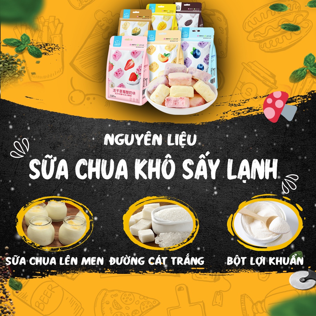 Sữa chua khô hoa quả sấy lạnh nhiều vị gói 45gram