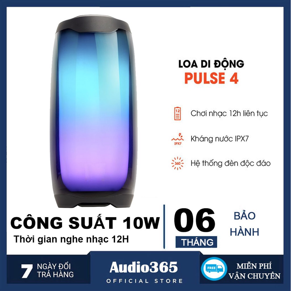 Loa bluetooth Pulse4 Pin trâu, Bass siêu mạnh, đèn Led theo nhạc, có cổng USB, thẻ nhớ, âm thanh cực hay