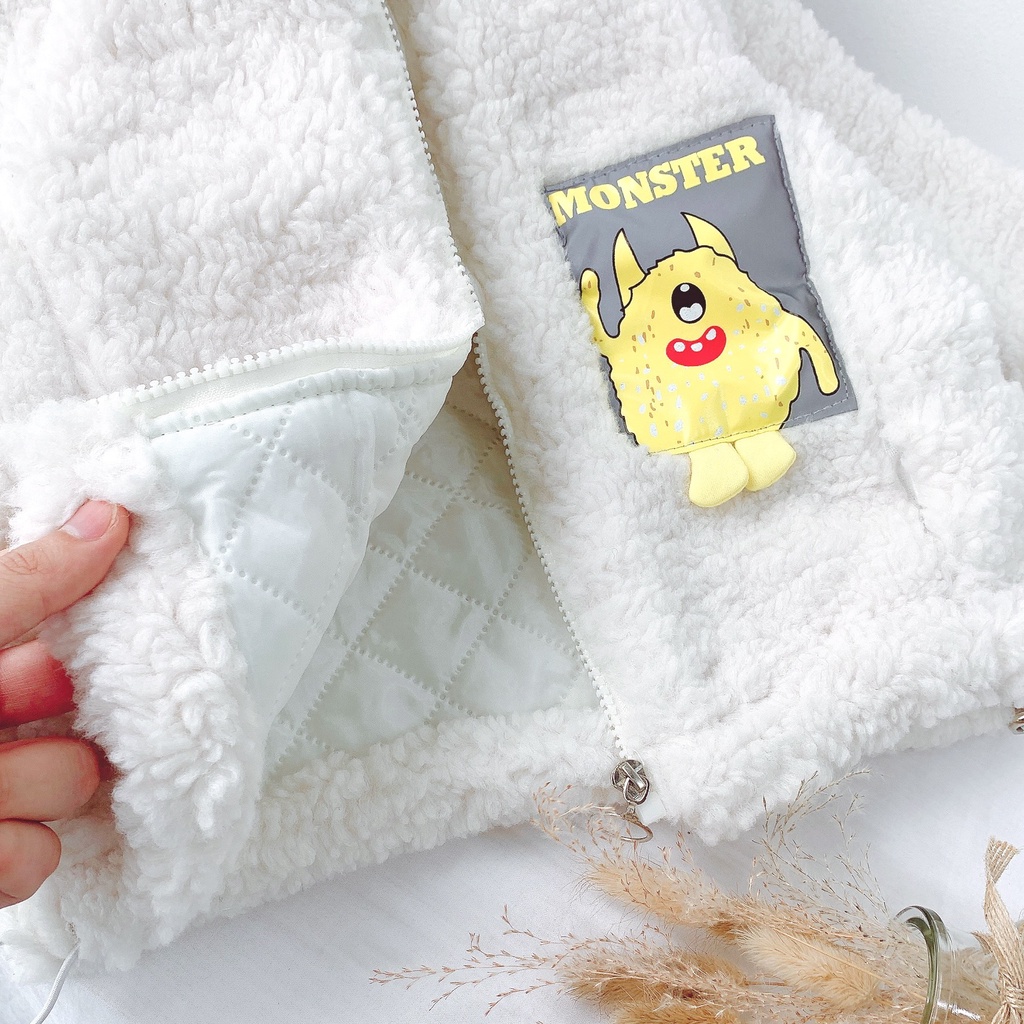 (9-19kg)[ Hàng QCCC] Áo khoác lông cừu Monster chất hơn nước cất cho bé trai bé gái