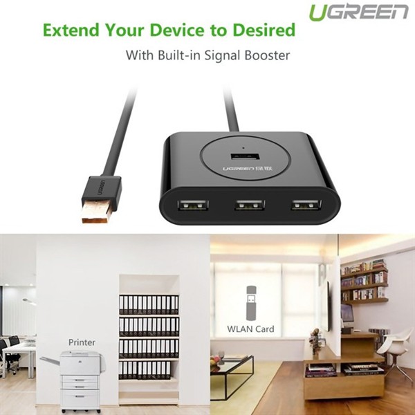 Bộ chia 4 cổng USB 2.0 10m Ugreen 20217 chính hãng
