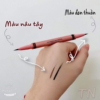 Bút kẻ chân mày và kẻ mắt Browit Nongchat Eyeliner 2in1 Dou Brow eyeliner Đen + Nâu