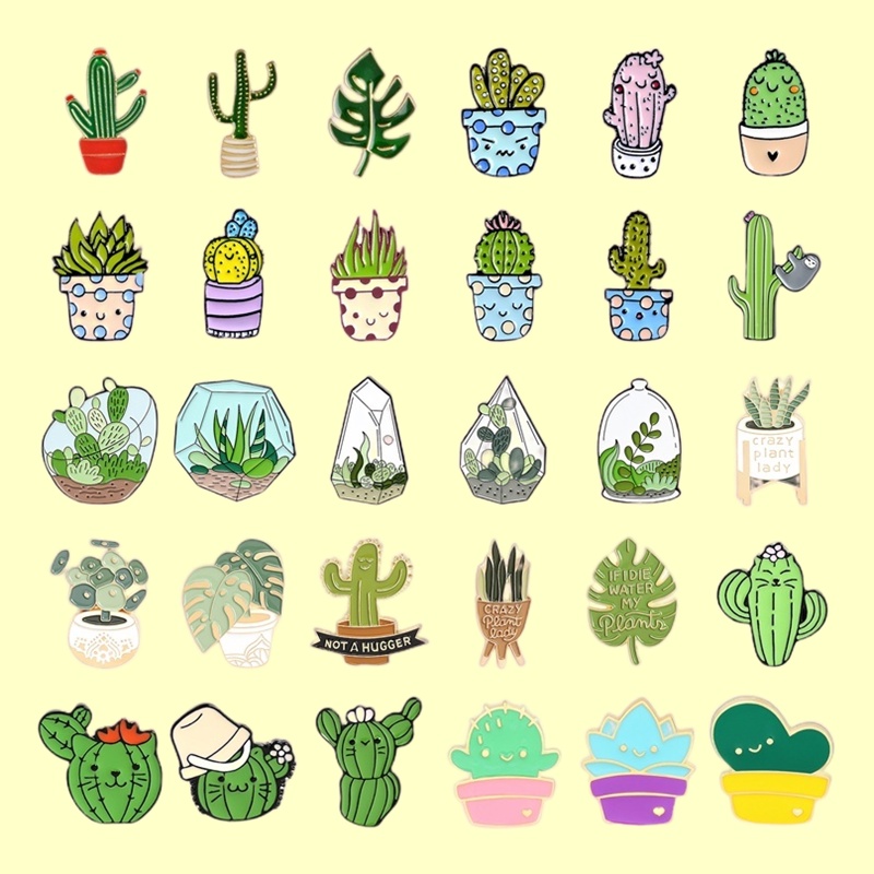 Ghim Cài Áo Hình Cây Xương Rồng Mặt Cười Dễ Thương