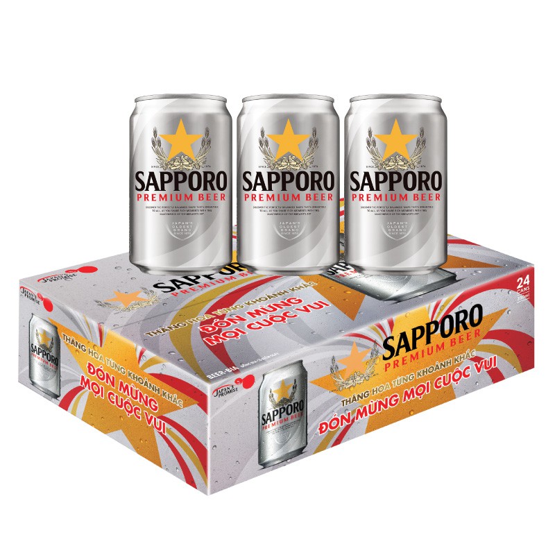 Bia Sapporo 330ml x 24 lon