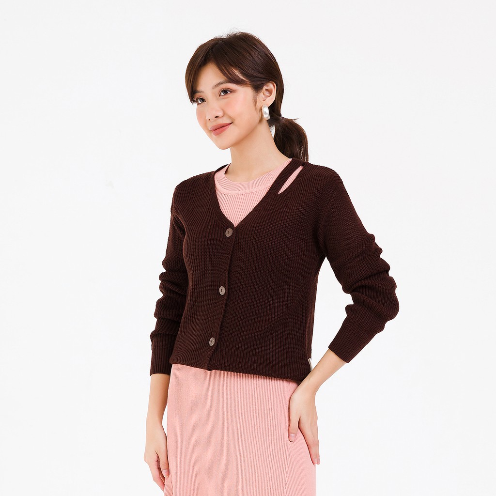 Áo cardigan xẻ 1 bên vai VIENTRAN V65C20T035 (Nhiều màu)