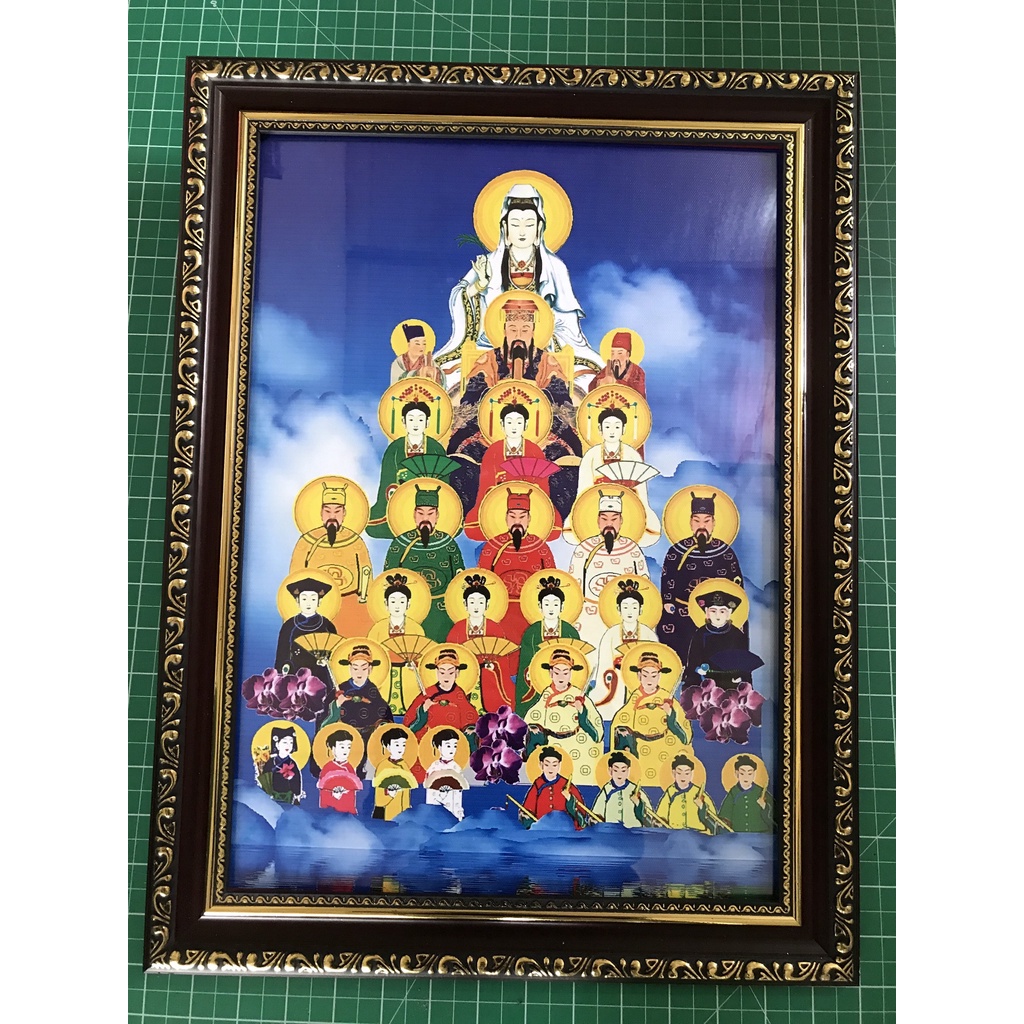 Tranh Tứ Phủ Công Đồng gồm khung 38x50cm y ảnh
