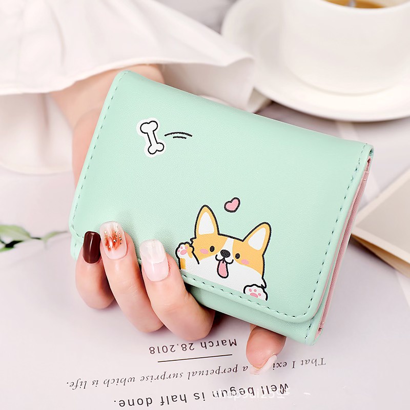 Ví Ngắn Nữ Cầm Tay Cao Cấp Hình Chú Chó Thông Minh Corgi V547 Siêu Dễ Thương - Hazo