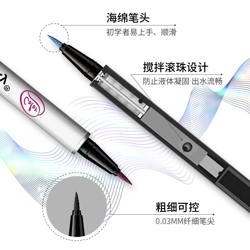 [Hàng mới về] Bút Kẻ Mắt Dạng Lỏng Kiss Beauty Gồm 6 Màu Tùy Chọn Chống Nước Lâu Trôi 0.01mm Tiện Dụng