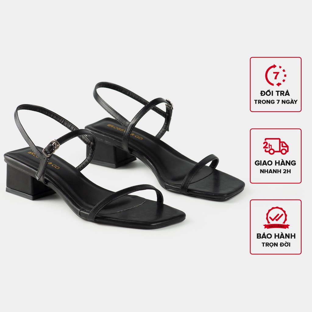 Erosska Giày sandal cao gót phối dây kiểu dáng Hàn Quốc cao 4cm màu đen _ EM079