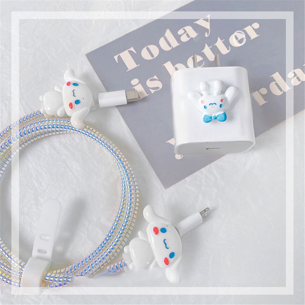 Vỏ mềm trong suốt họa tiết hoạt hình bảo vệ dây cáp sạc thích hợp cho iPhone 18W/20W