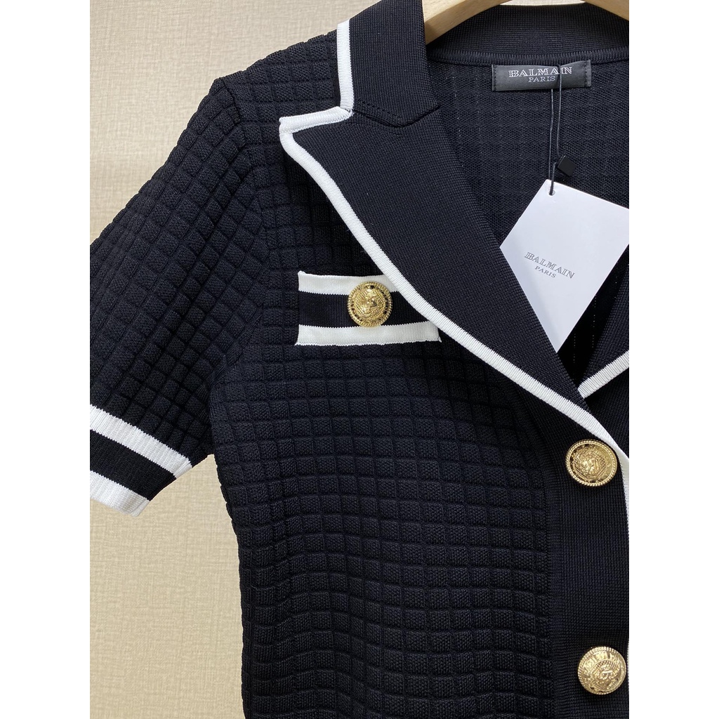 Áo khoác len croptop nữ thời trang cao cấp Balmain phong cách trẻ trung, thu hút