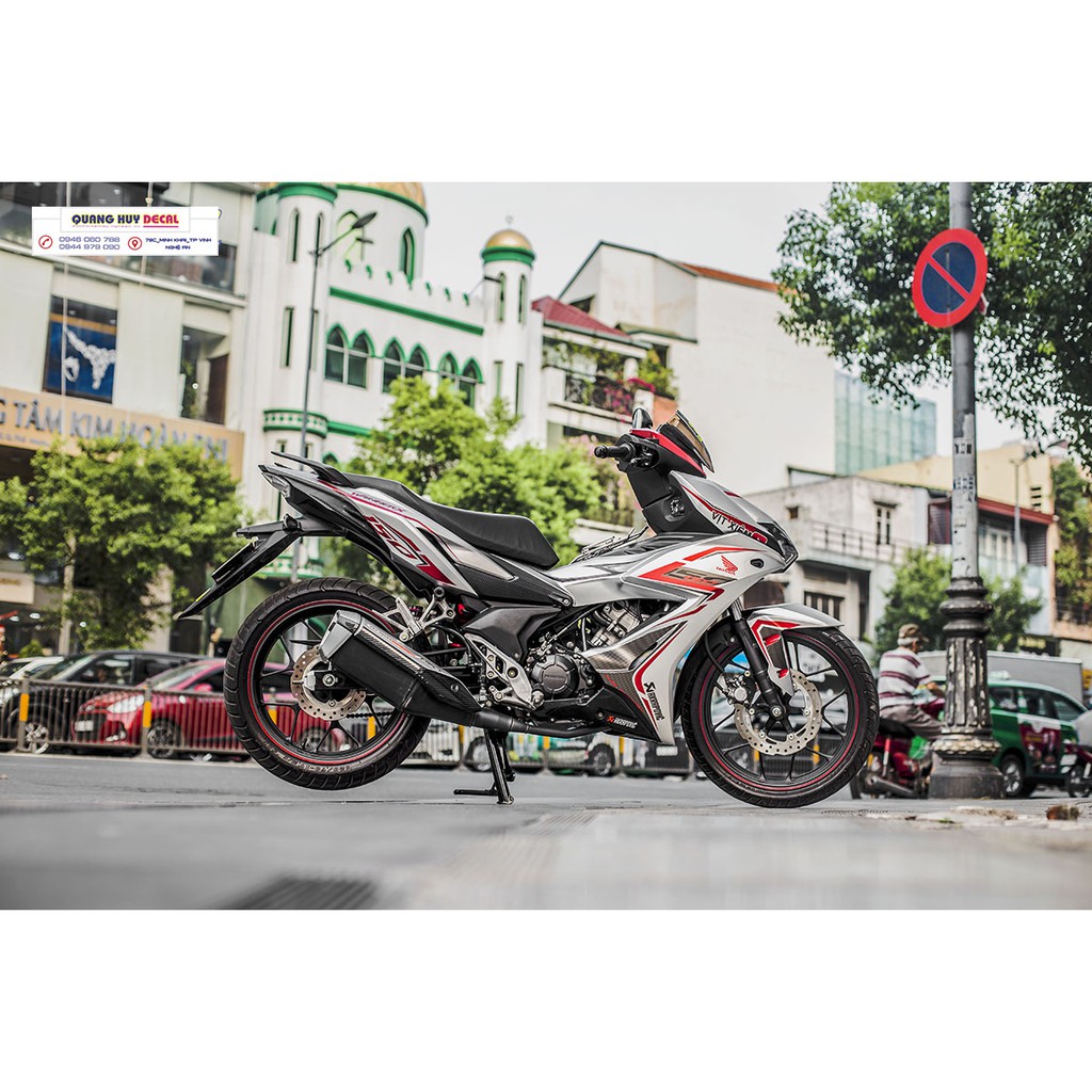 Tem trùm Winner X bạc đỏ, độ dán team decal xe thiết kế rẻ đẹp theo yêu cầu