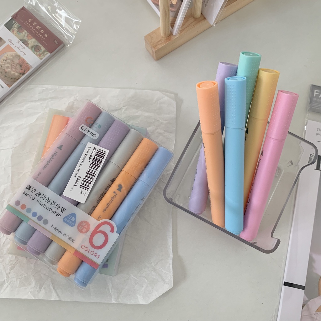 SET 6 BÚT HIGHLIGHT LOẠI MỚI MÀU PASTEL (ảnh thật) - có tách lẻ - Tiệm nhà Chun