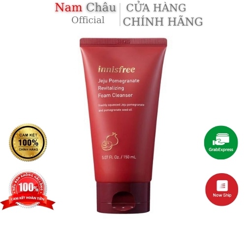 Sữa rửa mặt Innisfree Lựu Đỏ Jeju Foam Cleanser sáng da150ml NPP Nam Châu