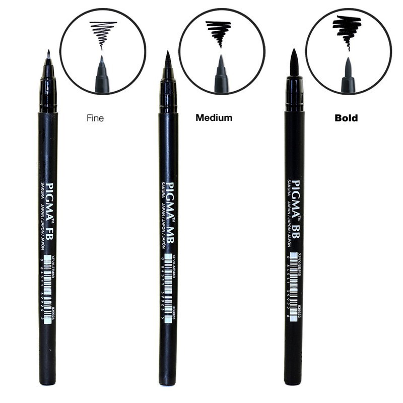 Bút vẽ kĩ thuật đầu cọ Pigma Brush cỡ MB/FB/BB màu đen