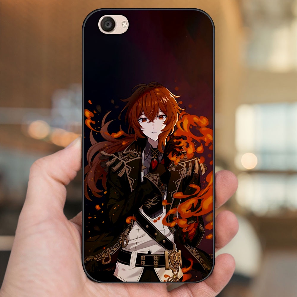 Ốp lưng Vivo V5, V5 Plus viền đen in hình Diluc Genshin Impact