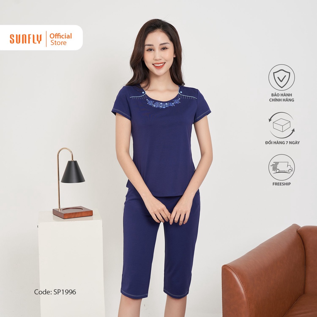 Bộ Đồ Mặc Nhà Nữ Cotton SUNFLY Áo Cộc Quần Ngố SP1996