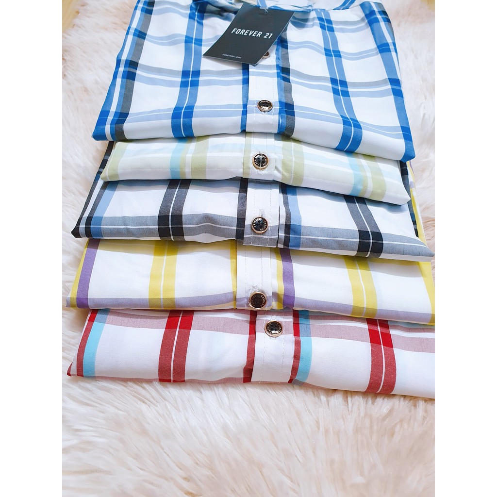 Áo sơ mi sọc caro tay ngắn vải cotton cho bé trai từ 5 tuổi đến 12 tuổi từ 23 đến 43 ký