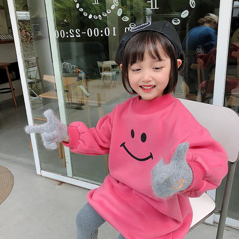 Áo Sweater Dáng Dài Hoạ Tiết Hoạt Hình Phong Cách Hàn Quốc Cho Bé Gái 2-12 Tuổi