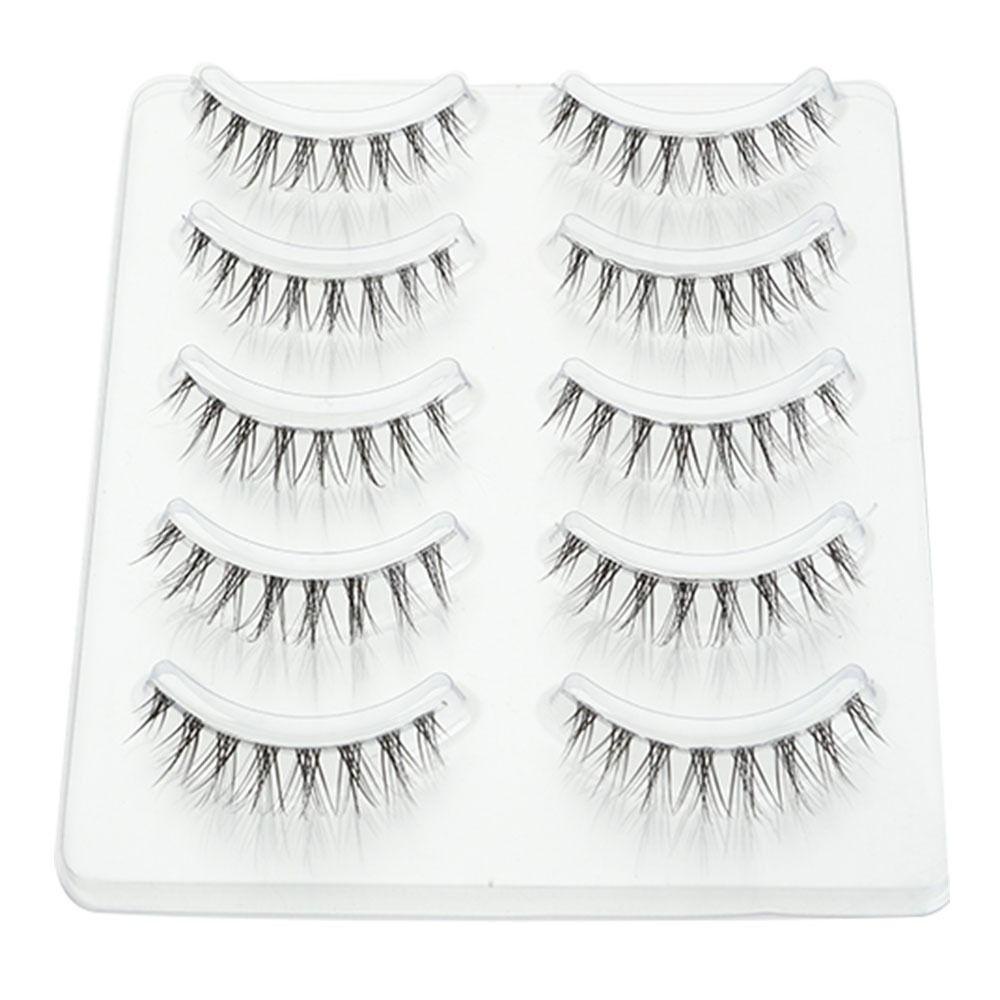 Set 1 5 Cặp Lông Mi Giả Thân Nhỏ Trong Suốt 3D Tự Nhiên Cho Người Mới Bắt Đầu Trang Điểm