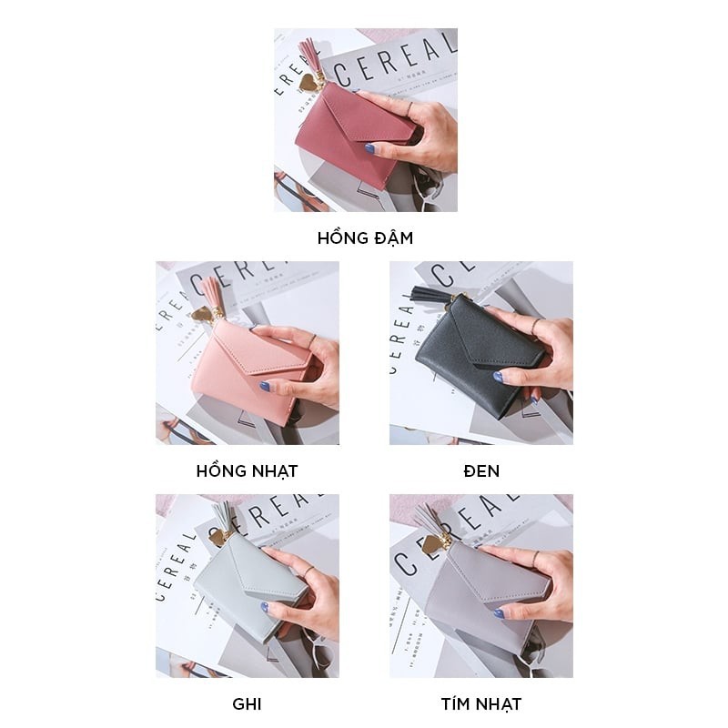 Ví nữ mini cầm tay giá rẻ dáng bì thư phong cách học sinh HANOCO VN01
