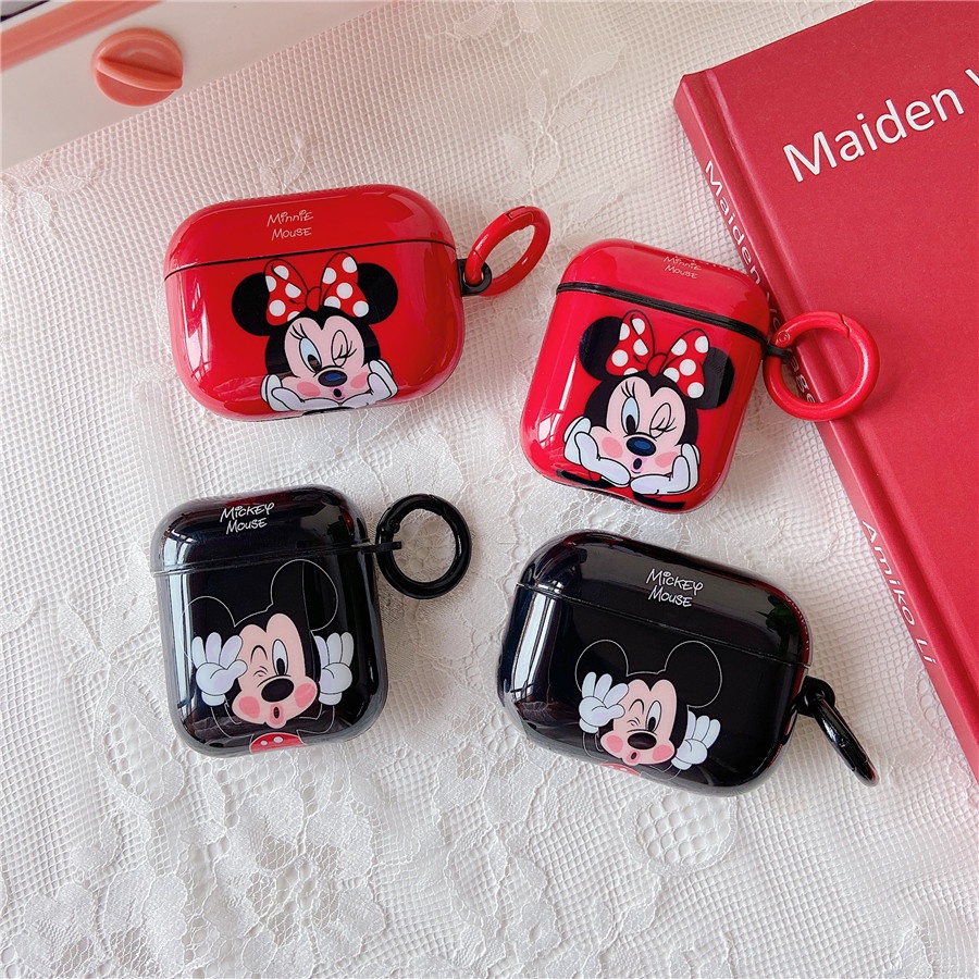 Vỏ Bảo Vệ Hộp Sạc Tai Nghe airpods pro airpods gen3 airpods 2 Hình Chuột mickey mouse & minnie mouse Dễ Thương Ốp