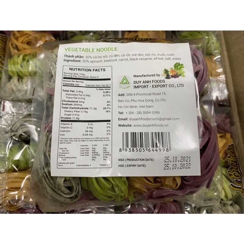 0Mì tươi rau củ thập cẩm Le Brother- mì rau củ organic Duy Anh Food hàng xuất khẩu