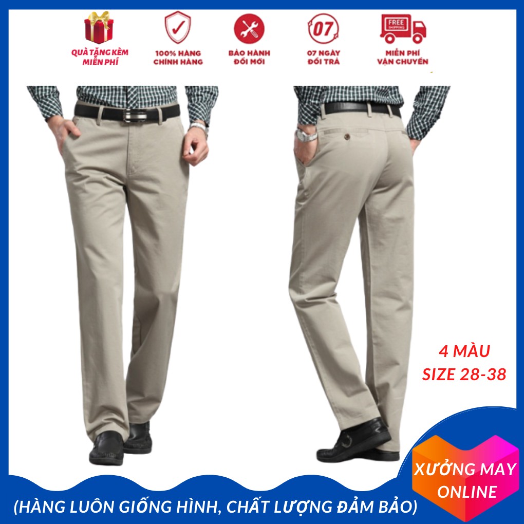 Bigsize (35 - 40) Quần kaki nam trung niên ống đứng suông cao cấp phom quần ống rộng thoải mái khi mặc
