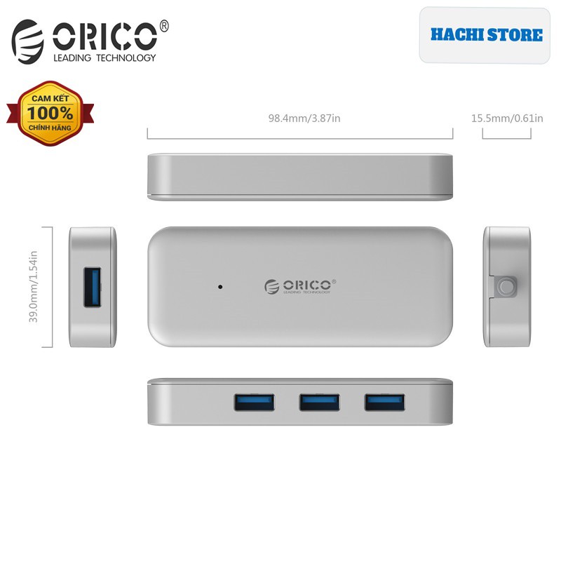 Bộ chuyển từ cổng Type-C sang 4 cổng USB 3.0 Orico TC4U-U3-SV - Hàng Chính Hãng