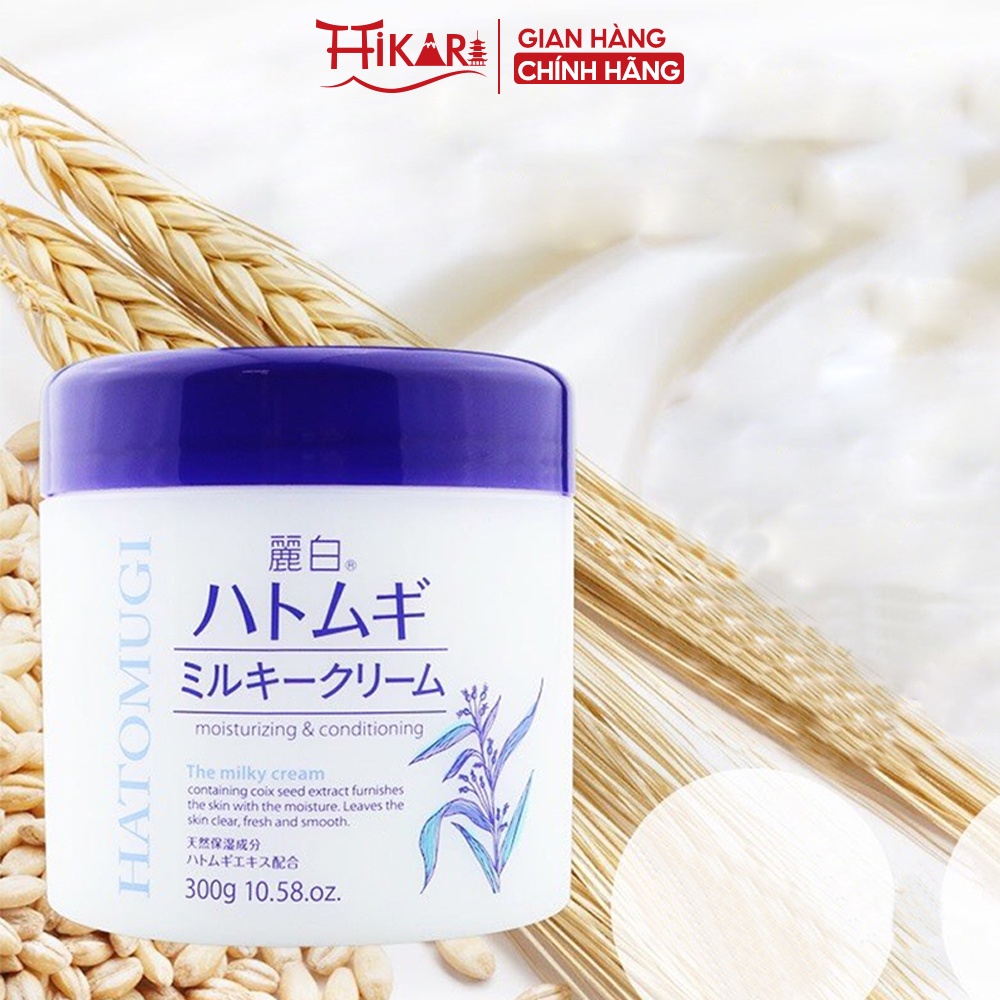 Kem dưỡng body ý dĩ làm sáng da HATOMUGI Moisturizing Conditioning The Milky Cream 300g | BigBuy360 - bigbuy360.vn