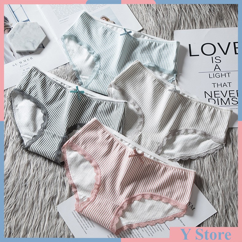 Quần Lót Cotton Sọc Nơ Cao Cấp