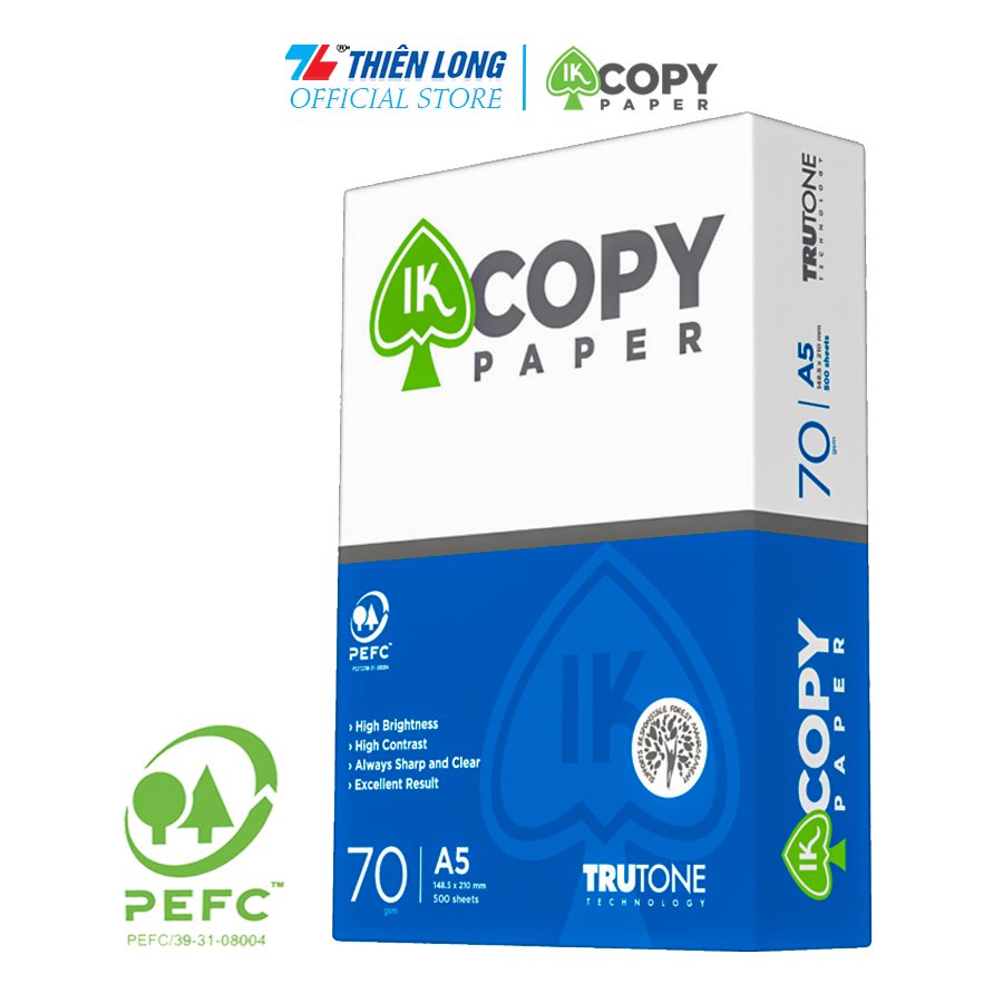 Ream giấy A5 70 gsm IK Copy (500 tờ) - Hàng nhập khẩu Indonesia