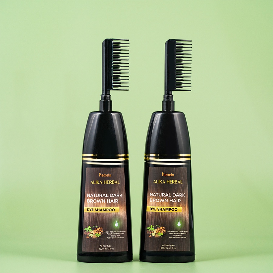 Dầu Gội Phủ Bạc ALIKA Màu  200ML, Thảo Dược Nhuộm Đen Tóc Chính Hãng Alika Natural Dark Brown Hair Dye Shampoo